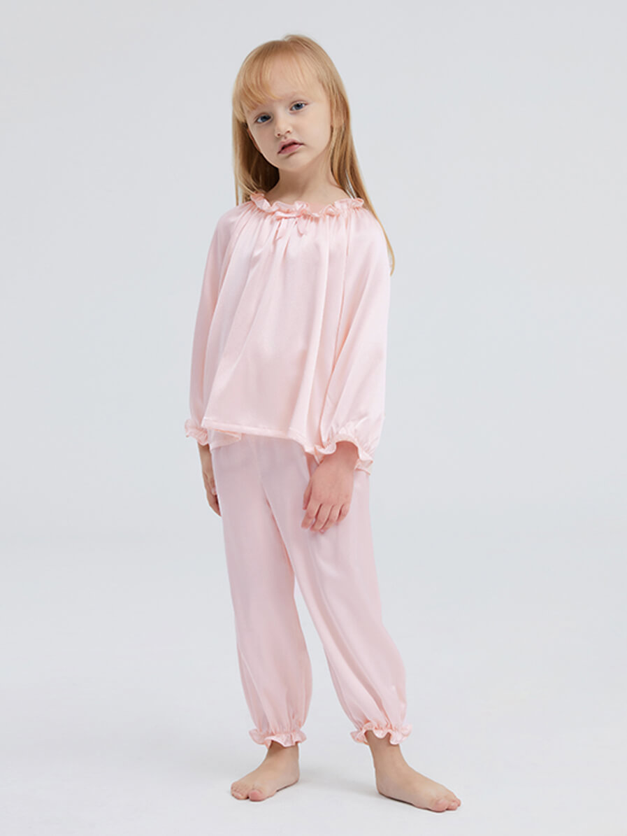 19 Momme Girls Pullover Long Silk Pajama Sets